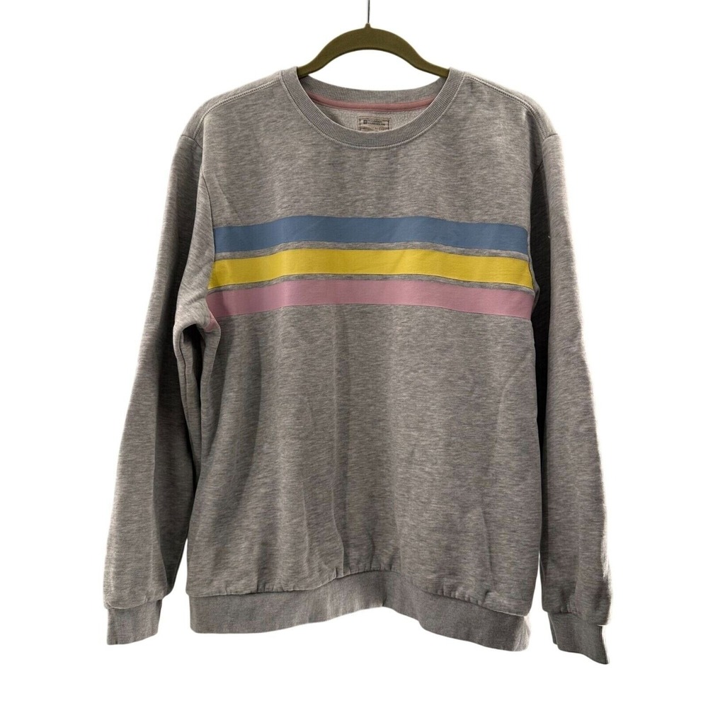 Mountain Warehouse Sweatshirt Country To Coast Large Crewneck Gray Retro Striped